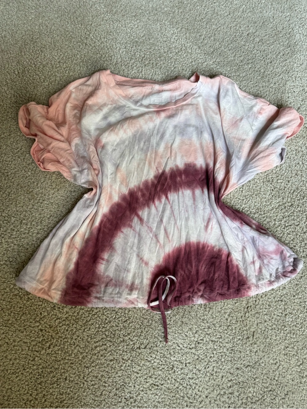 American Eagle Outfitters Tie-Dye Short Sleeve Top - Pink & Burgundy y2k